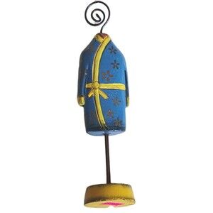 PIER 1 Vintage Blue Kimono Photo Card Note Holder 8.5" H Clothing Decor"